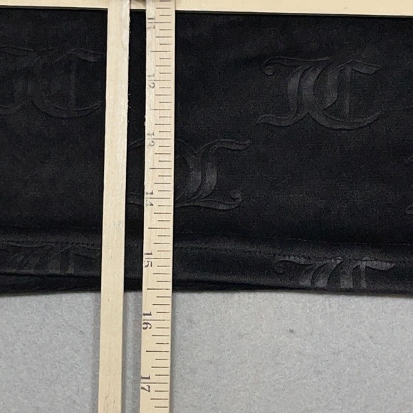 Juicy Couture Black Velour Logo Cropped Hoodie Size Medium Y2K Style - Picture 9 of 13